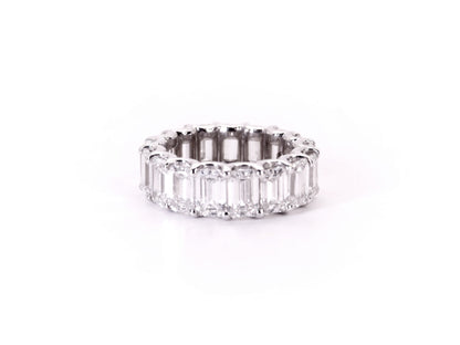 14K White Gold Emerald Cut Diamond Eternity Band Ring 8.57 Carats, 50 Pointers image 0