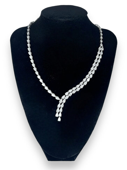 17 In White Gold Graduated Pear Lab Diamond Necklace 24.97CT image 0