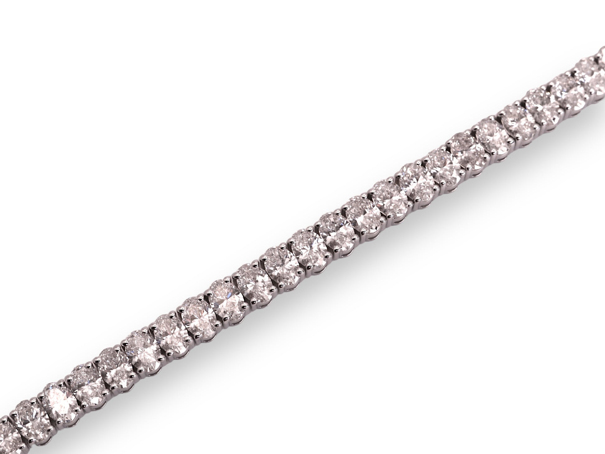 14K White Gold Oval Cut Diamond Tennis Bracelet 20.85 Carats, 7In image 4