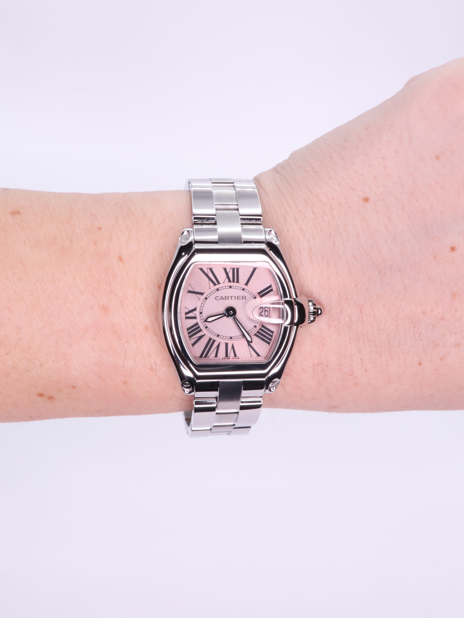 2010s Cartier Roadster Small Model W62017V3 - Pink Dial, Stainless Steel image 9