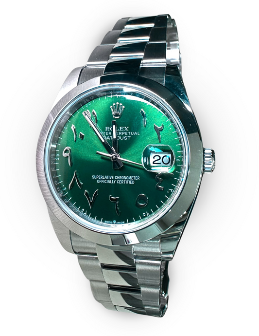 New 2022 Rolex Datejust 41 Ref. 126300 - Green Arabic Aftermarket Dial Stainless image 0