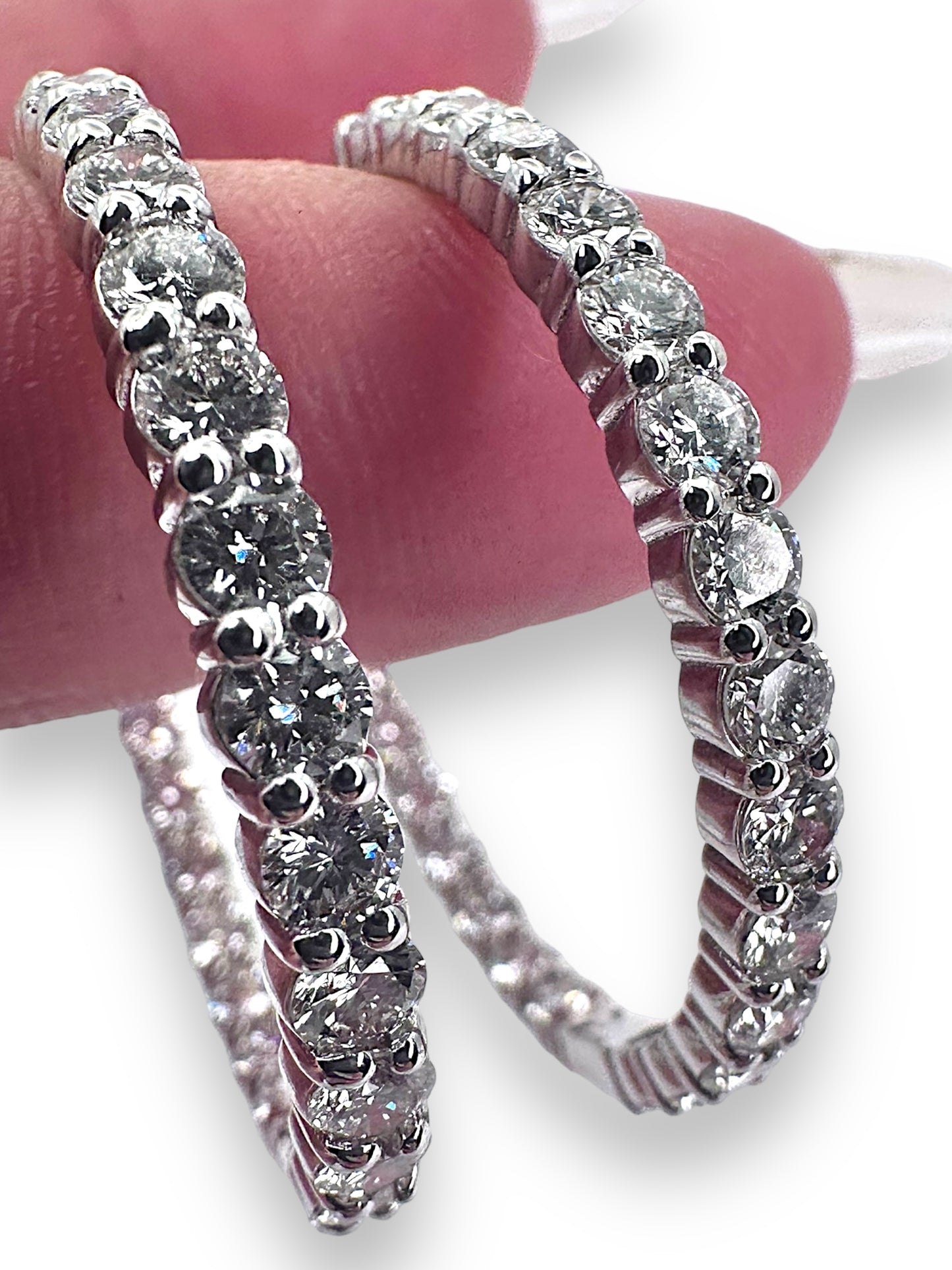 1.25 in White Gold CVD Lab 2A Diamond Hoop Earrings 4.95CT 9.61GR image 1