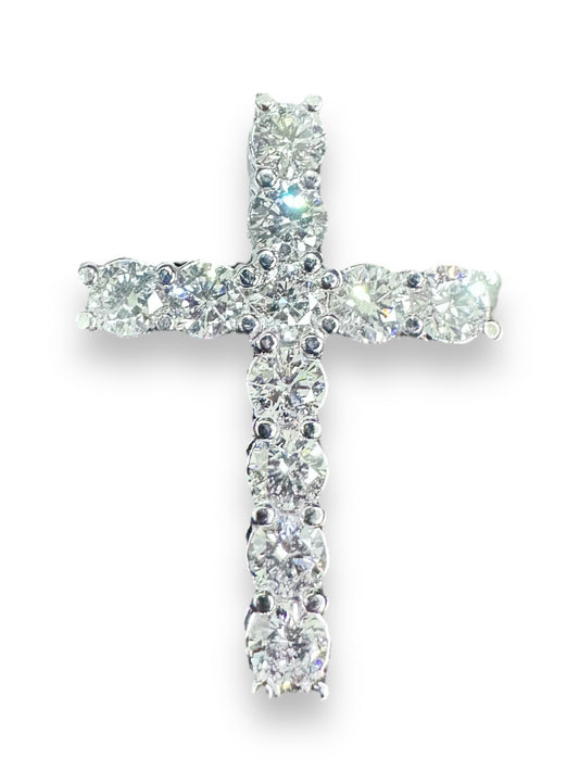 White Gold CVD Lab 2A Diamond Cross Pendant 7.42CT 22.91GR image 0