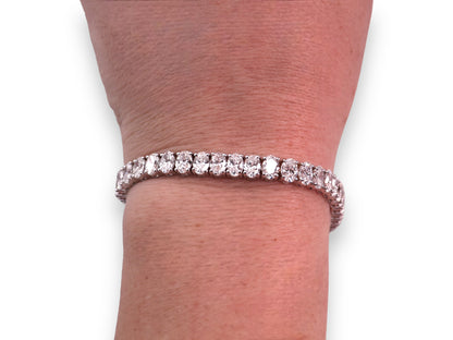 14K White Gold Oval Cut Diamond Tennis Bracelet 20.85 Carats, 7In image 2