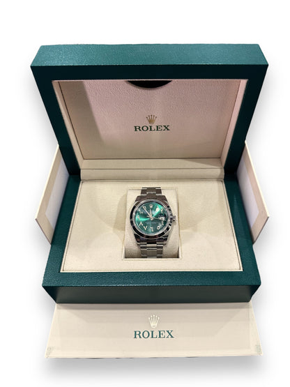 New 2022 Rolex Datejust 41 Ref. 126300 - Green Arabic Aftermarket Dial Stainless image 1