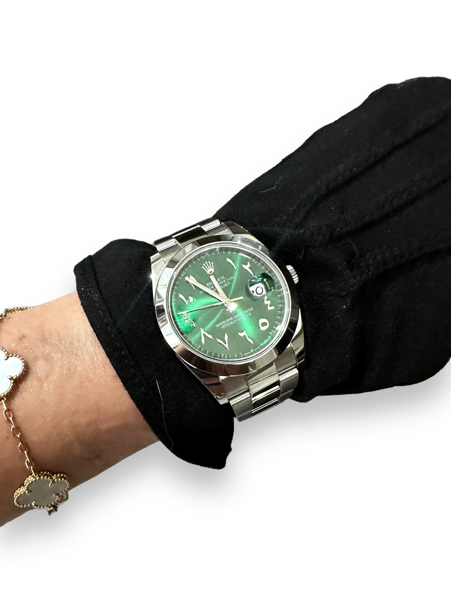 New 2022 Rolex Datejust 41 Ref. 126300 - Green Arabic Aftermarket Dial Stainless image 6