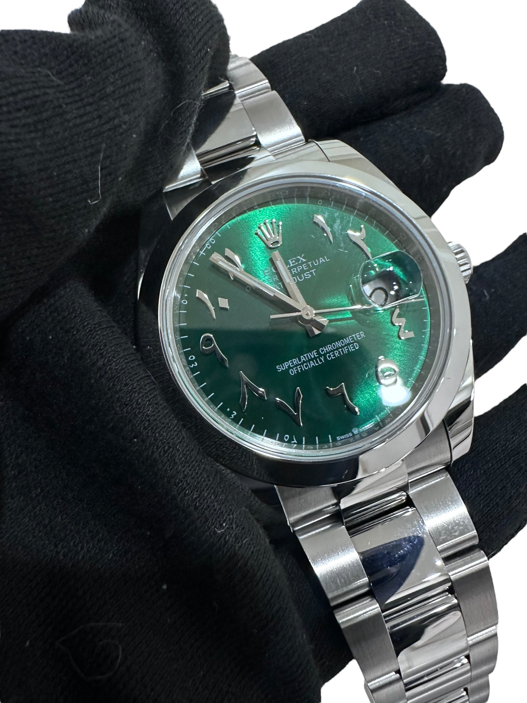 New 2022 Rolex Datejust 41 Ref. 126300 - Green Arabic Aftermarket Dial Stainless image 2