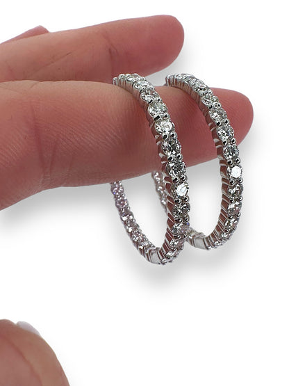 1.25 in White Gold CVD Lab 2A Diamond Hoop Earrings 4.95CT 9.61GR image 2