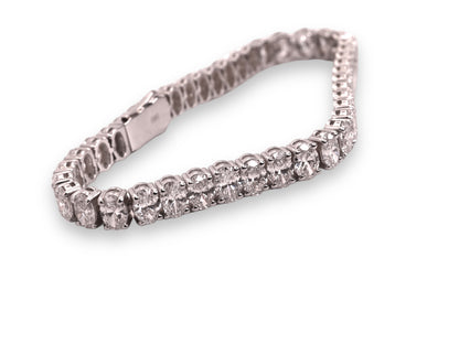 14K White Gold Oval Cut Diamond Tennis Bracelet 20.85 Carats, 7In image 5