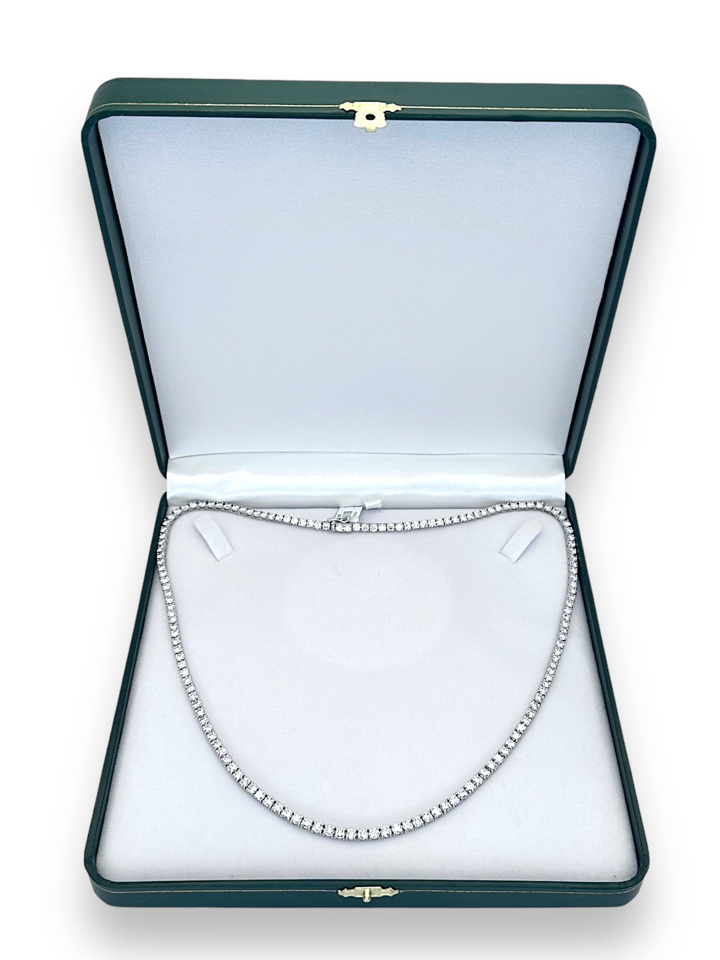 18 in White Gold 3mm CVD Lab 2A Diamond Tennis Necklace 13.98CT 20.47Gr image 3