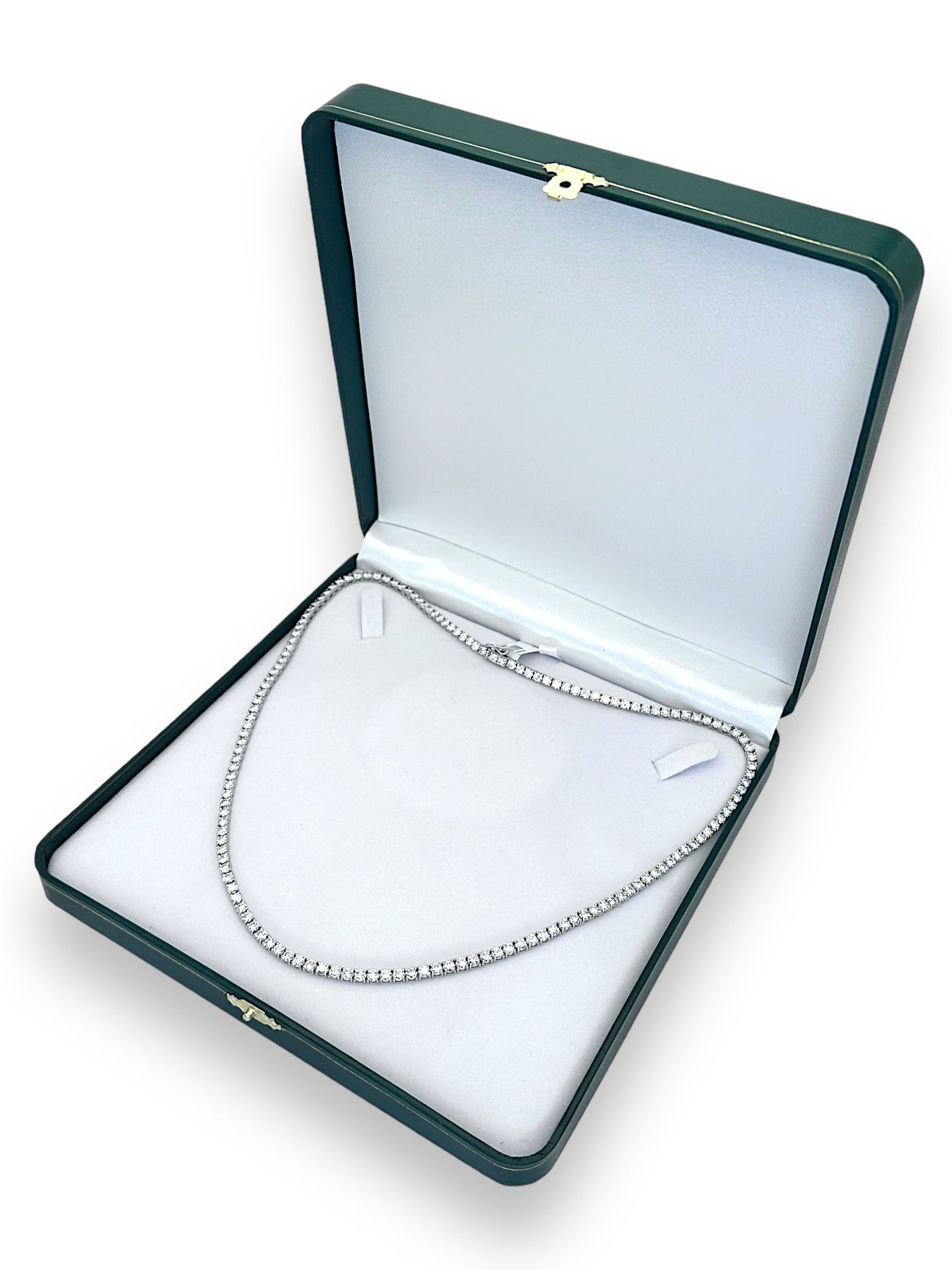 18 in White Gold 3mm CVD Lab 2A Diamond Tennis Necklace 13.98CT 20.47Gr image 2