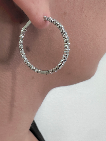 1.25 in White Gold CVD Lab 2A Diamond Hoop Earrings 4.95CT 9.61GR image 5